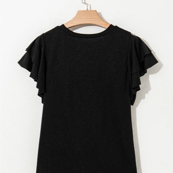 NEW (No Brand) Women’s Black Ruffle Short Sleeve | Size M - Picture 9 of 10